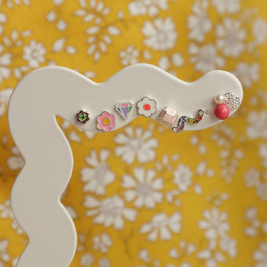 LULU Copenhagen Anemone earring 1 pcs silver plated Ear stud, 1 pcs Yellow-Pink