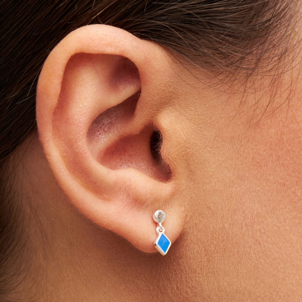 LULU Copenhagen Confetti Dangling earring 1 pcs silver plated Ear stud, 1 pcs Blue