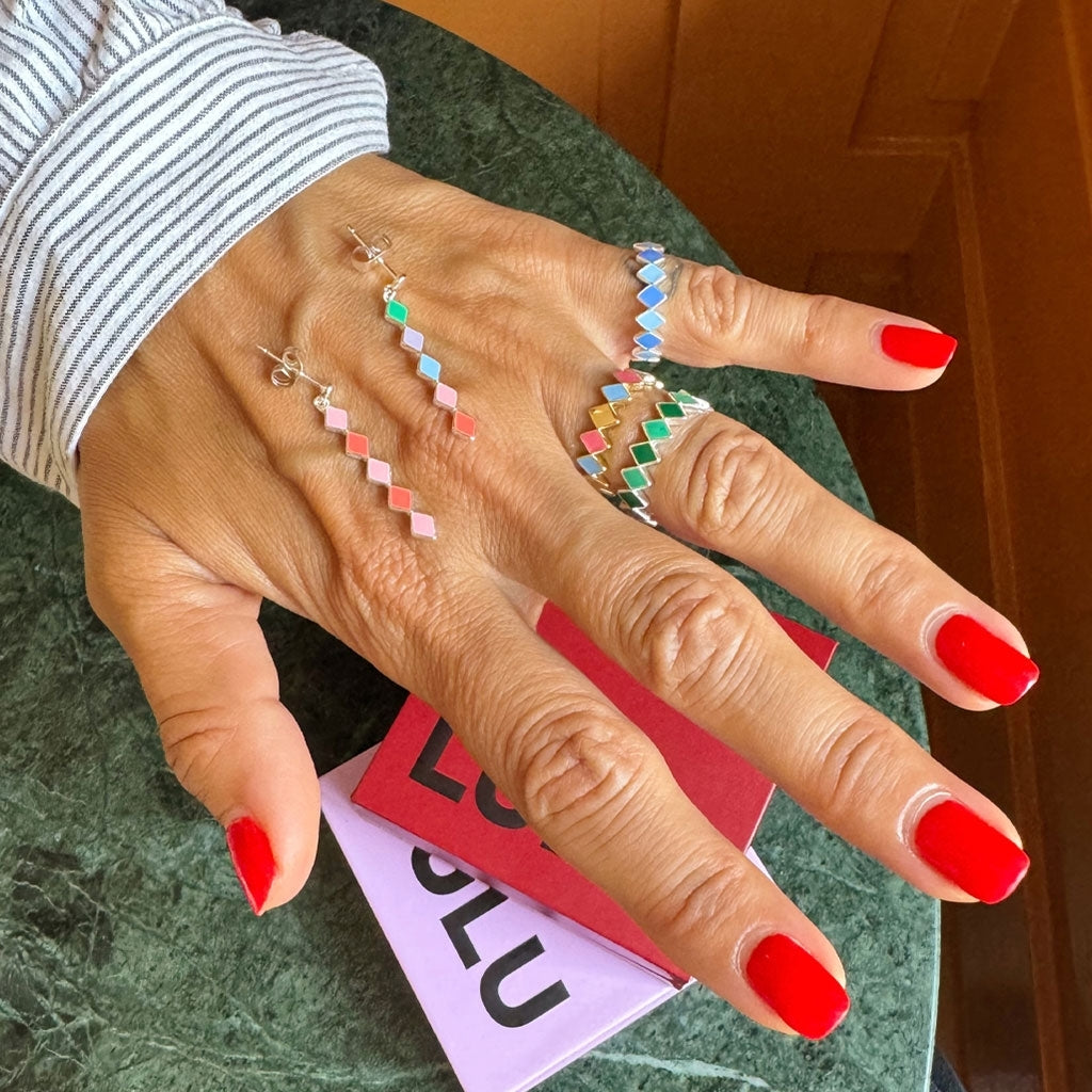 LULU Copenhagen Confetti Ring silver Rings Green