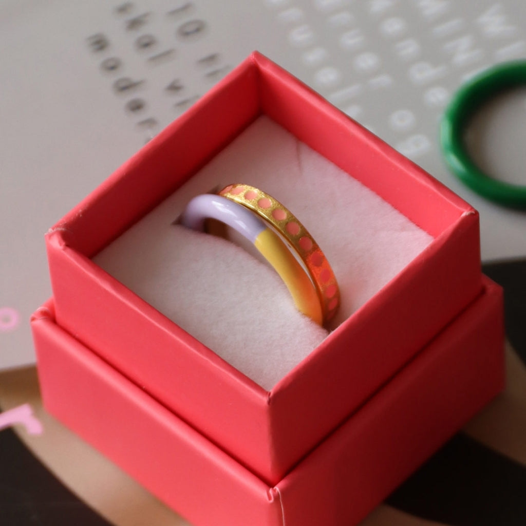 LULU Copenhagen Double Color Ring Rings Pale Yellow/Purple