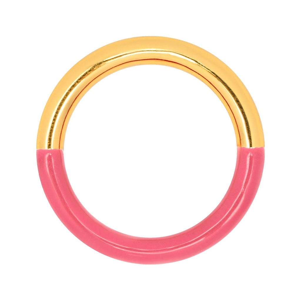 LULU Copenhagen Double Color Ring gold plated Rings Gold/Coral Pink