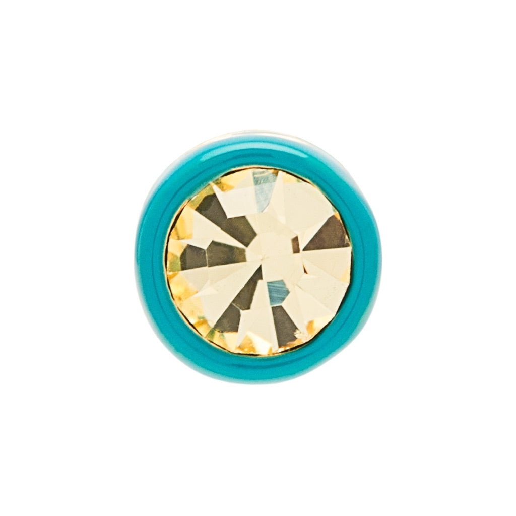 LULU Copenhagen Gala Crystal Round earring 1 pcs Ear stud, 1 pcs Jonquil/Retro Blue