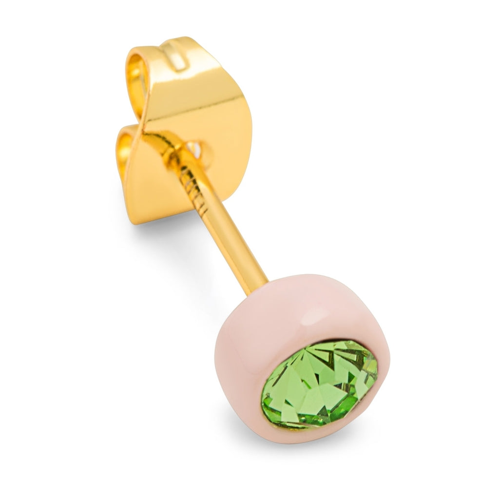LULU Copenhagen Gala Crystal Round earring 1 pcs Ear stud, 1 pcs Olivine/Silk Light Pink