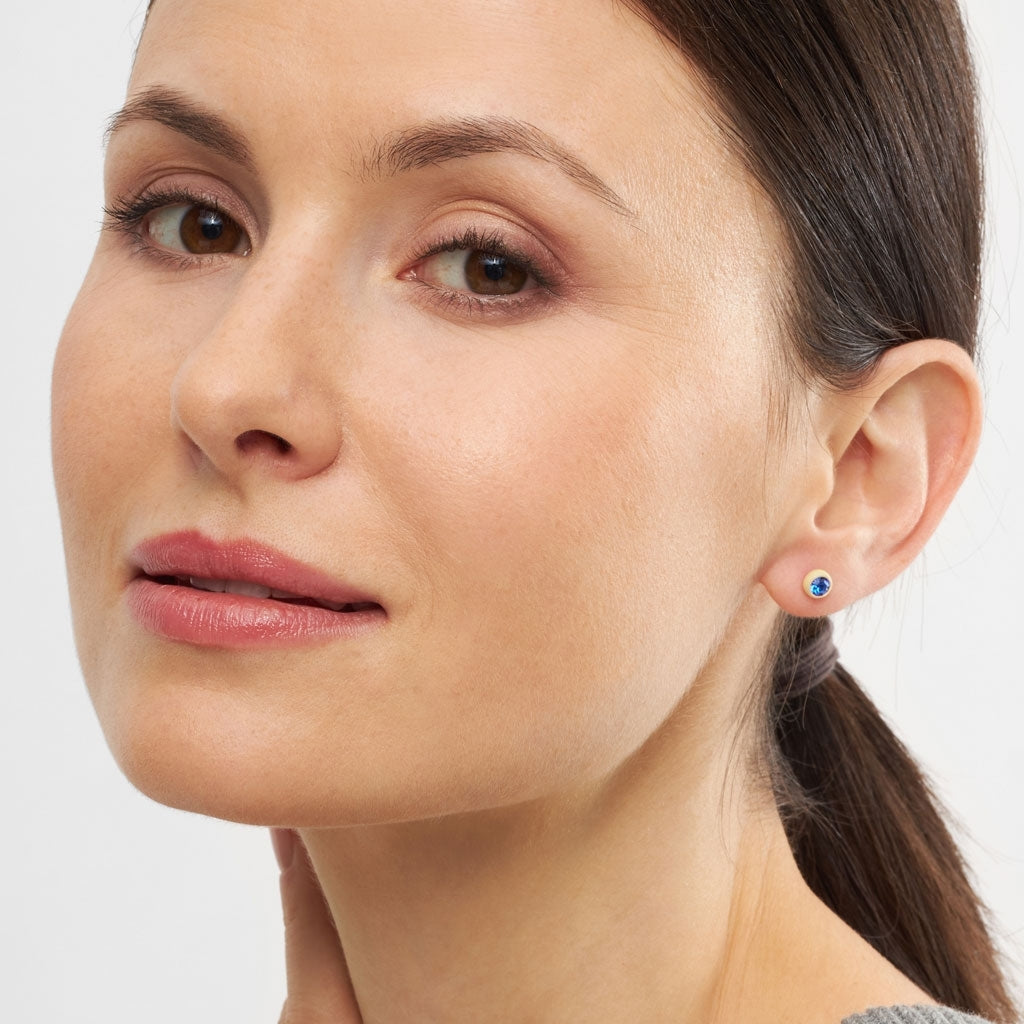 LULU Copenhagen Gala Crystal Round earring 1 pcs Ear stud, 1 pcs Sapphire/Soft Yellow