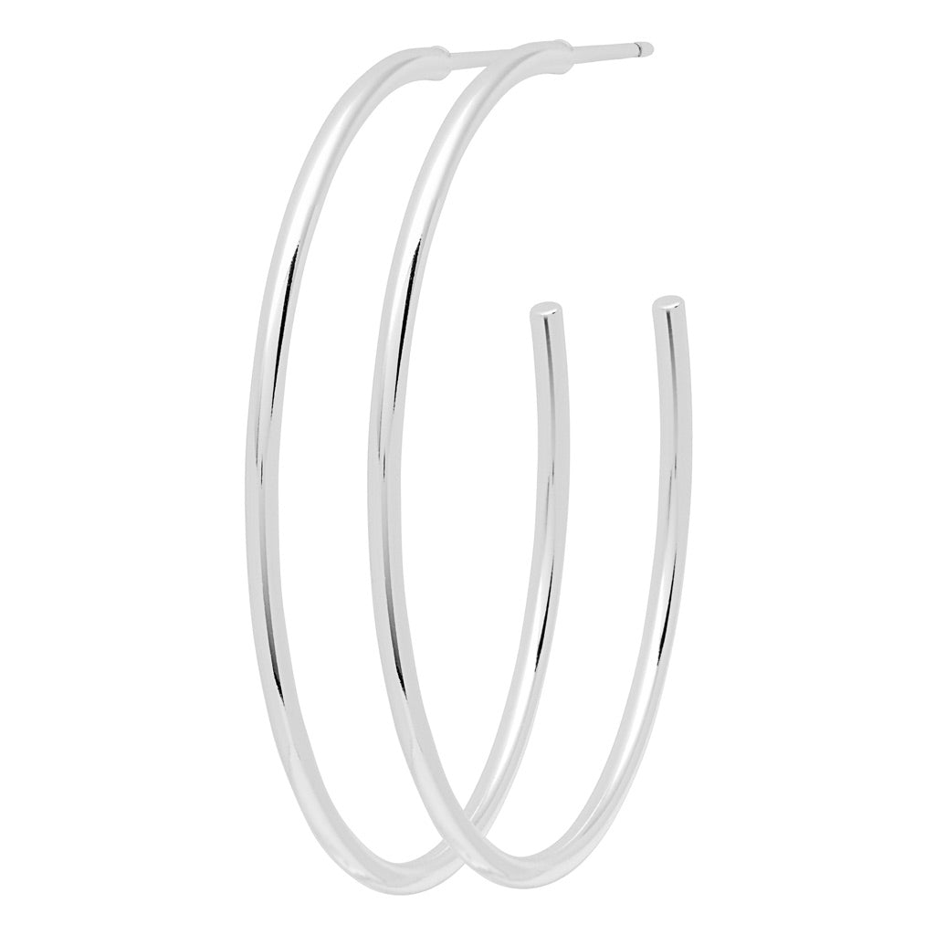 LULU Copenhagen Non Hoops Large pair shiny Hoops Silver Plated