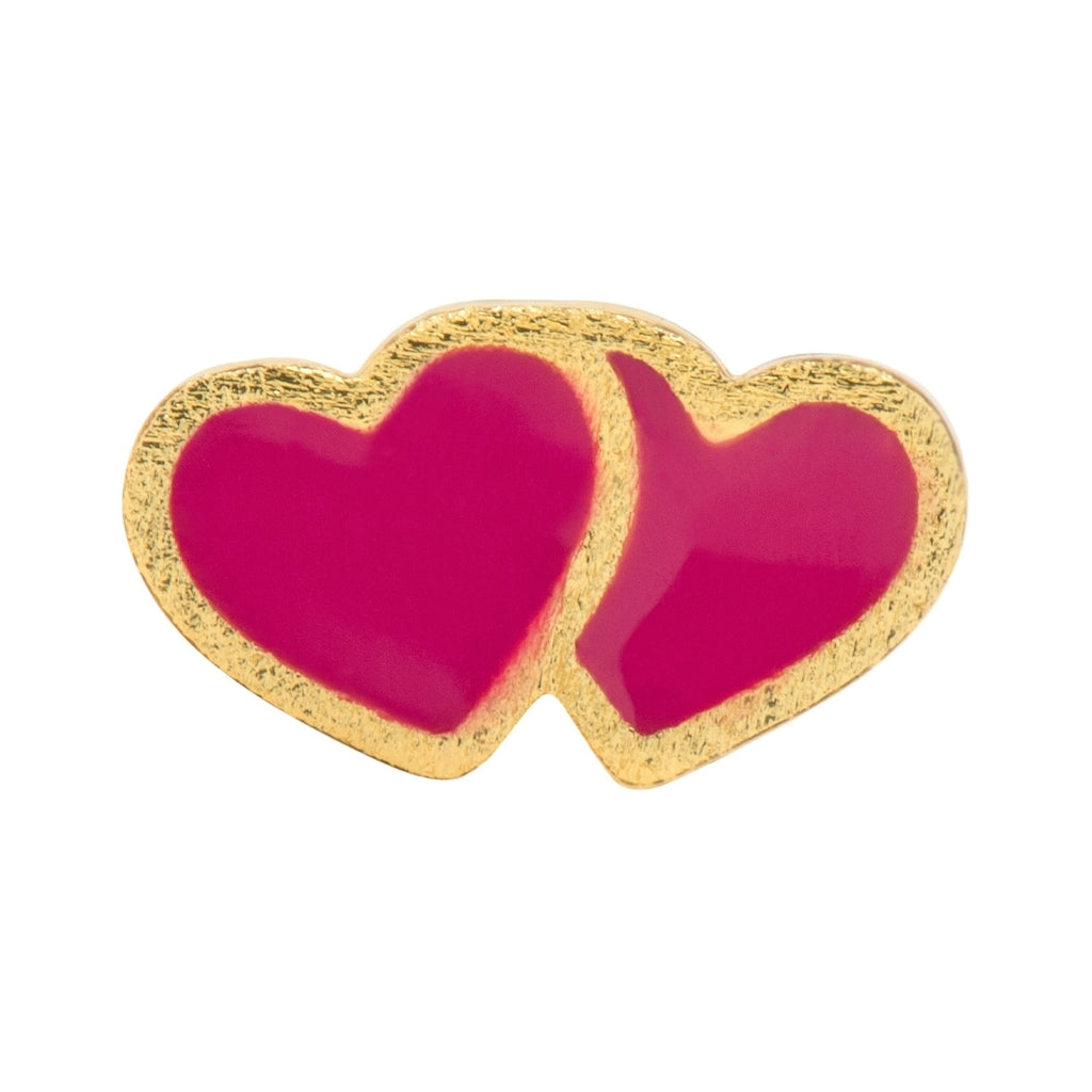 LULU Copenhagen 2Hearts earring 1 pcs gold plated Ear stud, 1 pcs Plum