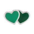 2Hearts earring 1 pcs silver plated - Green/Light Green