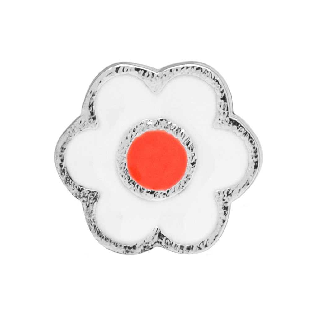 LULU Copenhagen Anemone earring 1 pcs silver plated Ear stud, 1 pcs Orange/Coral - White