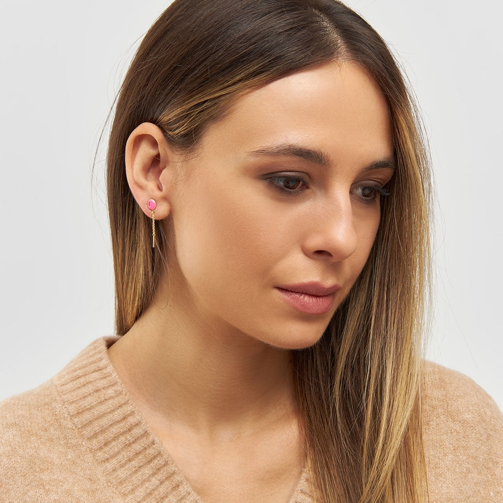 LULU Copenhagen Balloon earring 1 pcs gold plated Ear stud, 1 pcs Pink
