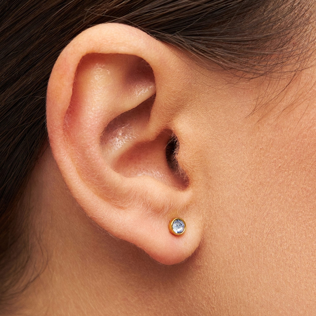 LULU Copenhagen Bling earring 1 pcs gold plated Ear stud, 1 pcs Light Blue