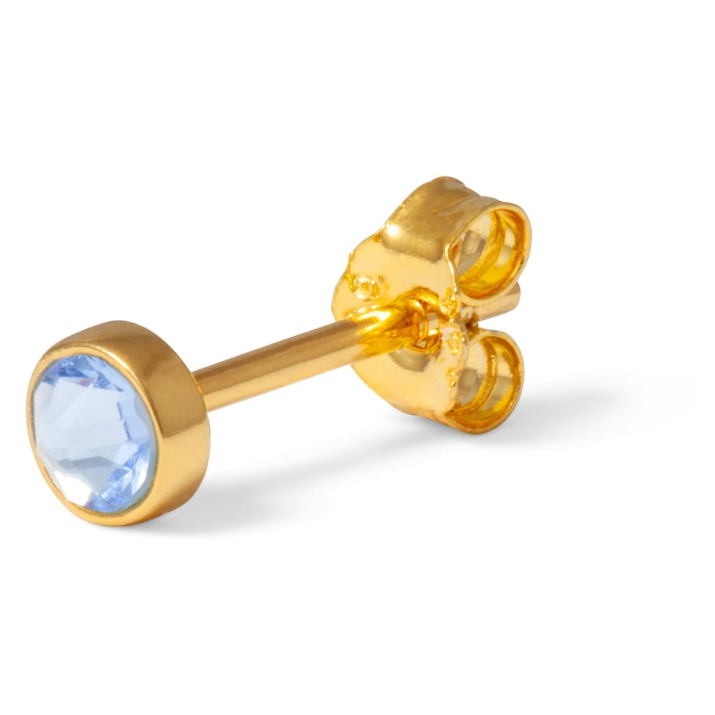 LULU Copenhagen Bling earring 1 pcs gold plated Ear stud, 1 pcs Light Blue