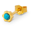 Blomst 1 pcs gold plated - Turquoise