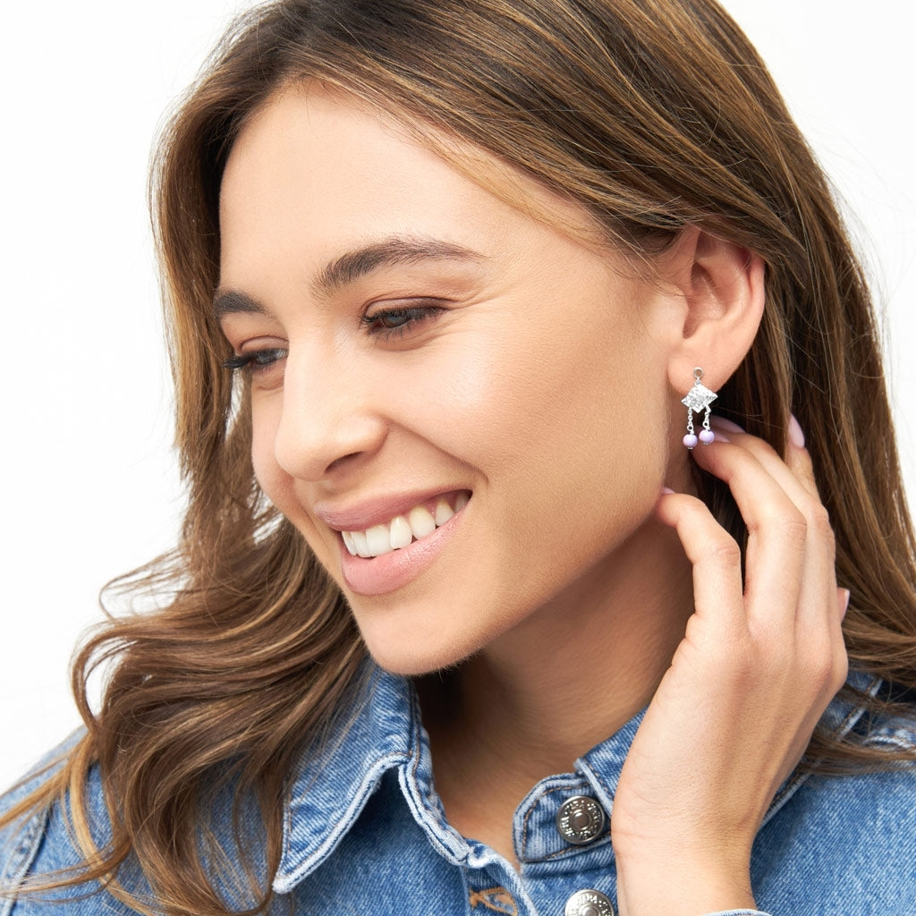 LULU Copenhagen Boheme Purple earring 1 pcs silver plated Ear stud, 1 pcs Purple