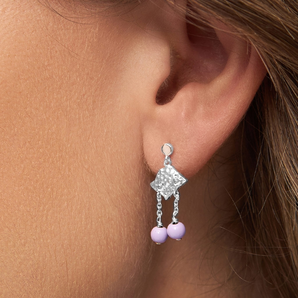 LULU Copenhagen Boheme Purple earring 1 pcs silver plated Ear stud, 1 pcs Purple