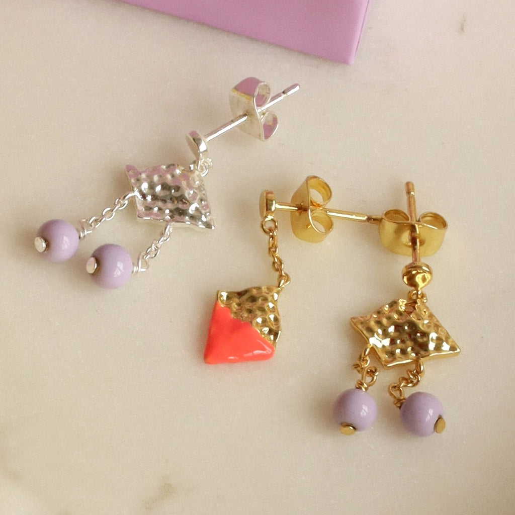 LULU Copenhagen Boheme Purple earring 1 pcs silver plated Ear stud, 1 pcs Purple
