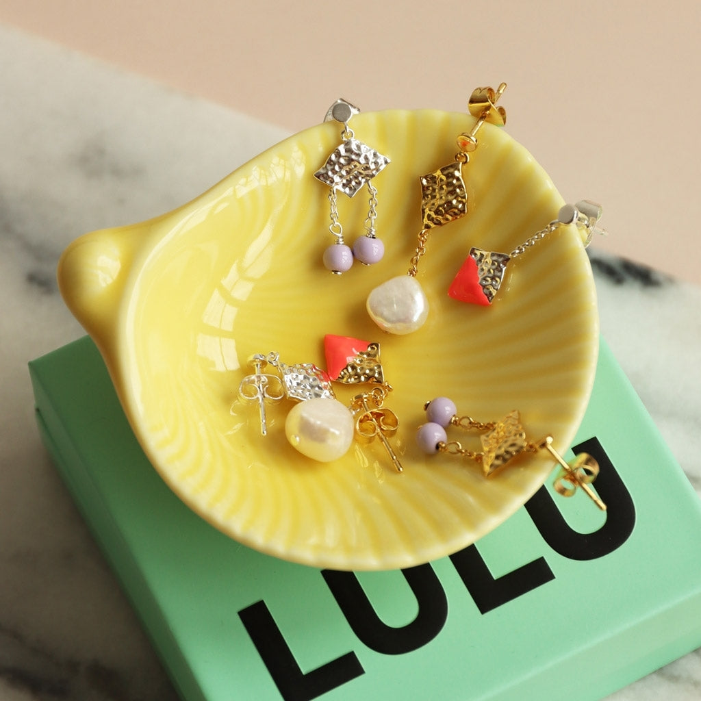 LULU Copenhagen Boheme Purple earring 1 pcs silver plated Ear stud, 1 pcs Purple