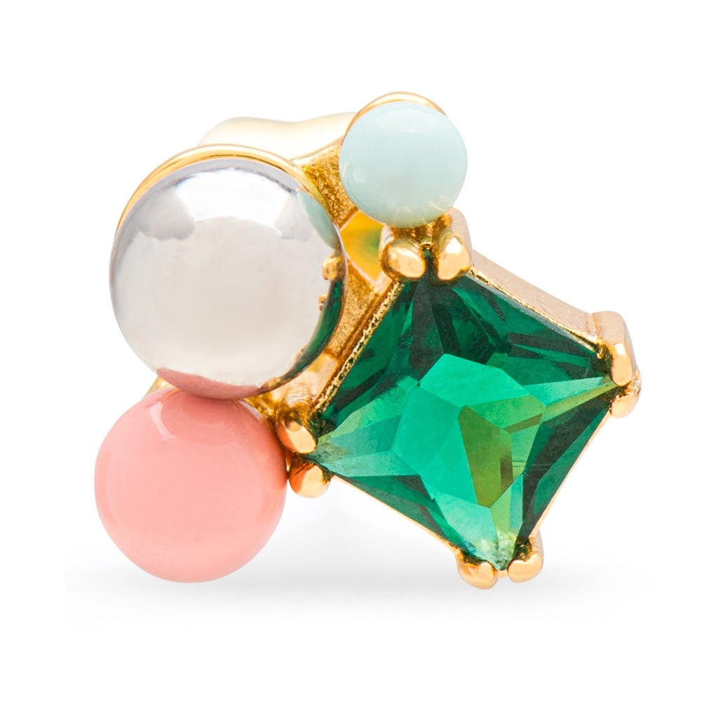 LULU Copenhagen Bouquet Green Bling earring 1 pcs Ear stud, 1 pcs Gold plated