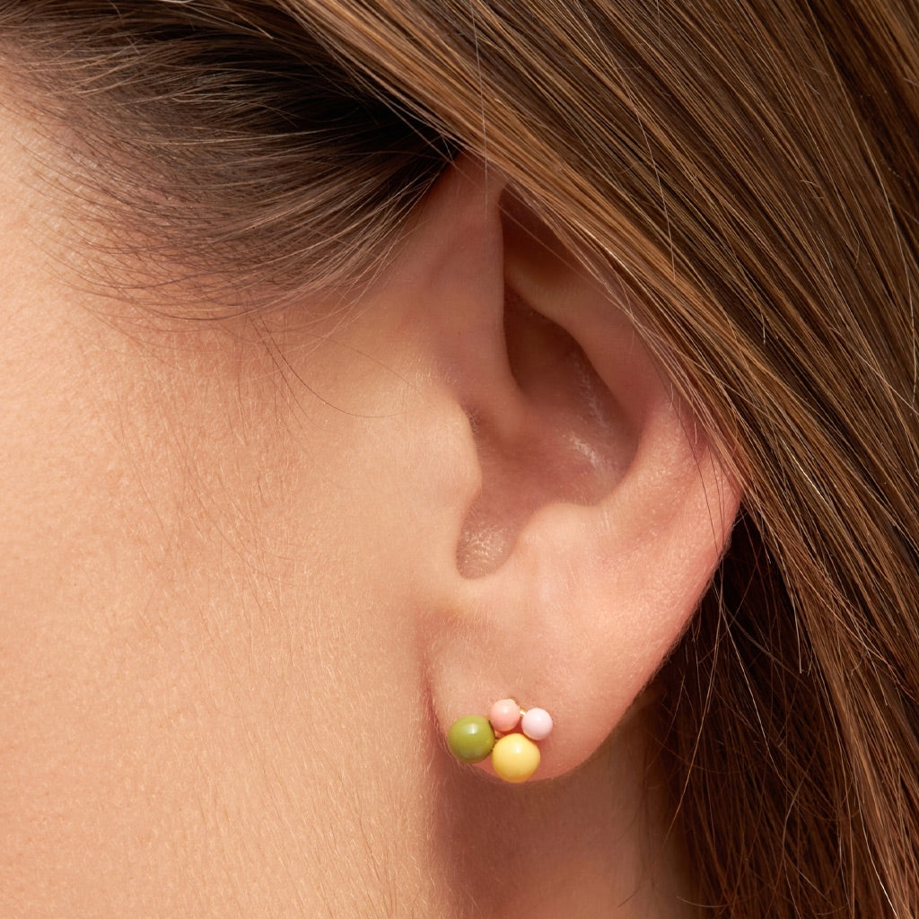 LULU Copenhagen Bouquet Green Yellow earring 1 pcs Ear stud, 1 pcs Gold plated