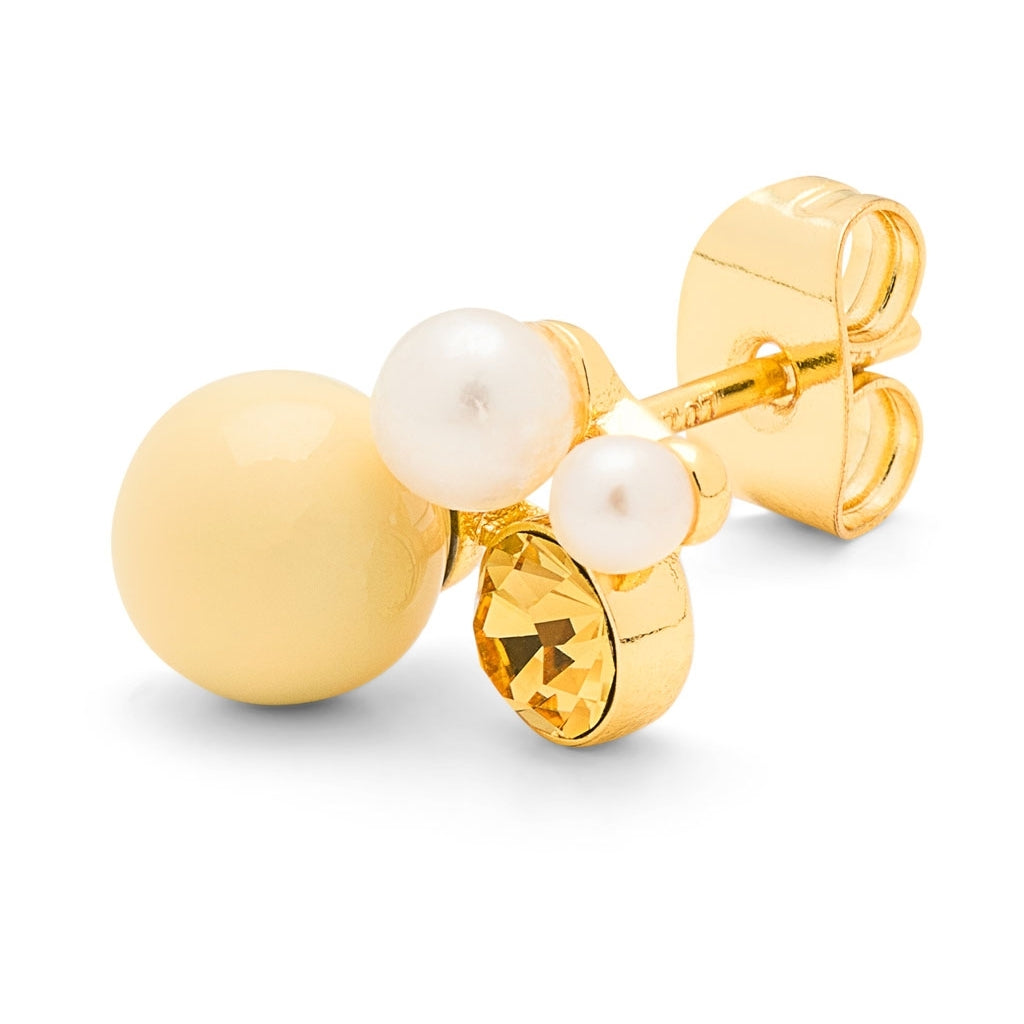 LULU Copenhagen Bouquet Lemon earring 1 pcs Ear stud, 1 pcs Gold plated