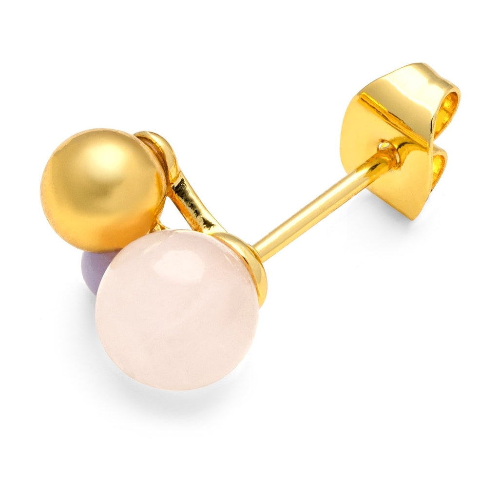 LULU Copenhagen Bouquet Rose Quartz earring 1 pcs Ear stud, 1 pcs Gold plated