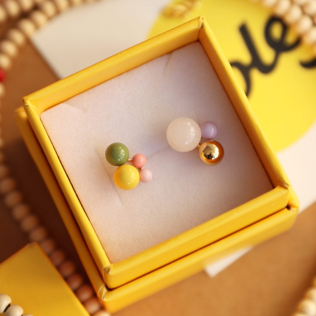 LULU Copenhagen Bouquet Rose Quartz earring 1 pcs Ear stud, 1 pcs Gold plated