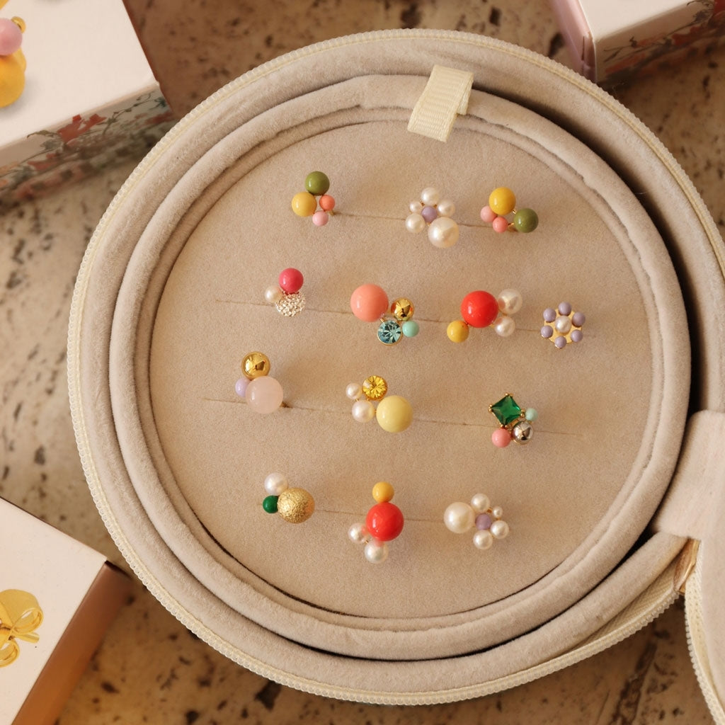LULU Copenhagen Bouquet Rose Quartz earring 1 pcs Ear stud, 1 pcs Gold plated