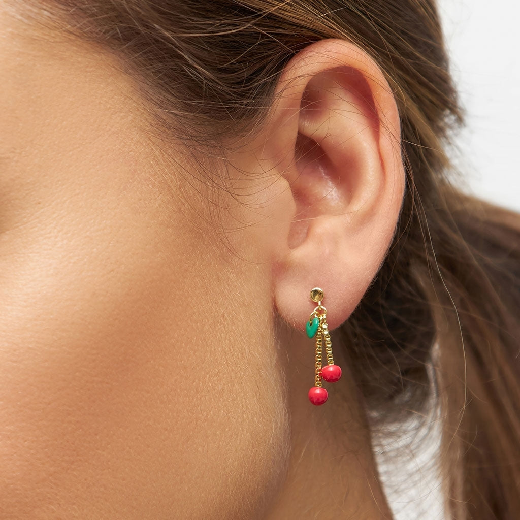 LULU Copenhagen Cherry earring 1 pcs Ear stud, 1 pcs Ruby Red