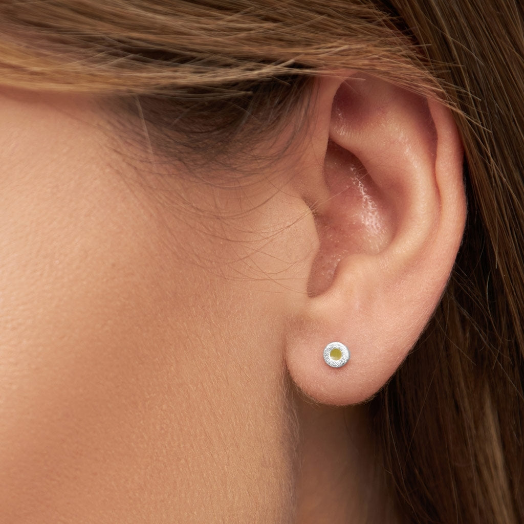 LULU Copenhagen Circle earring 1 pcs - silver plated Ear stud, 1 pcs Willow Green