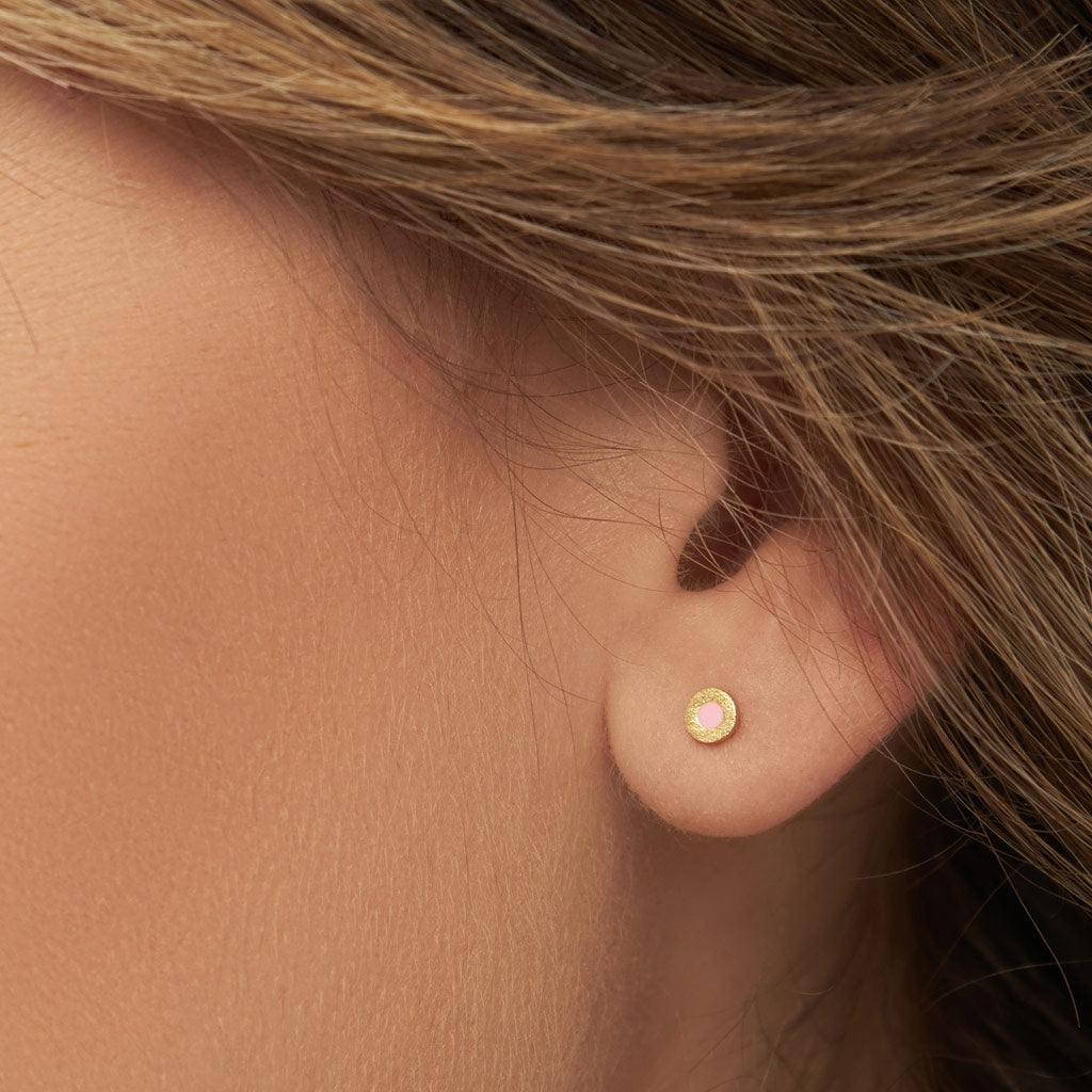 LULU Copenhagen Circle earring 1 pcs - gold plated Ear stud, 1 pcs Pink