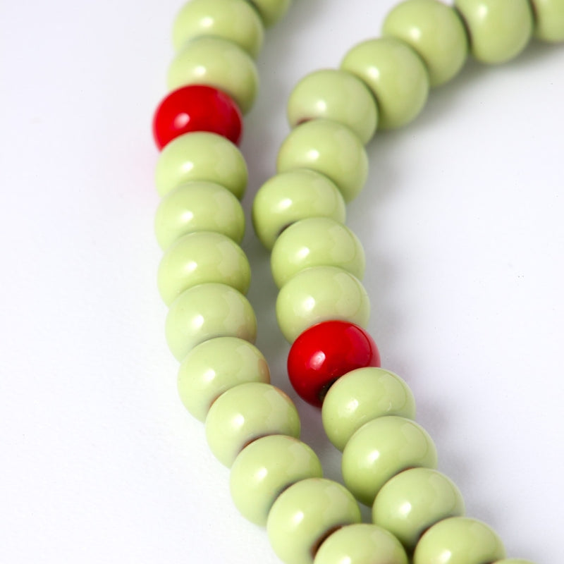 LULU Copenhagen Color Ball Necklace Short Necklaces Silk Light Green/Passion Red