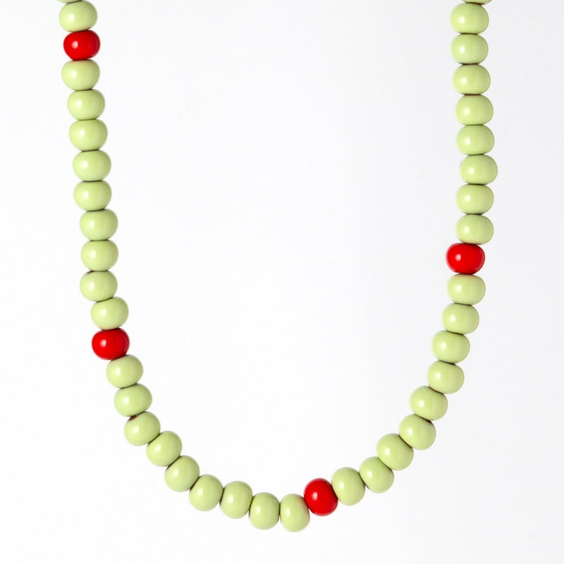 LULU Copenhagen Color Ball Necklace Short Necklaces Silk Light Green/Passion Red