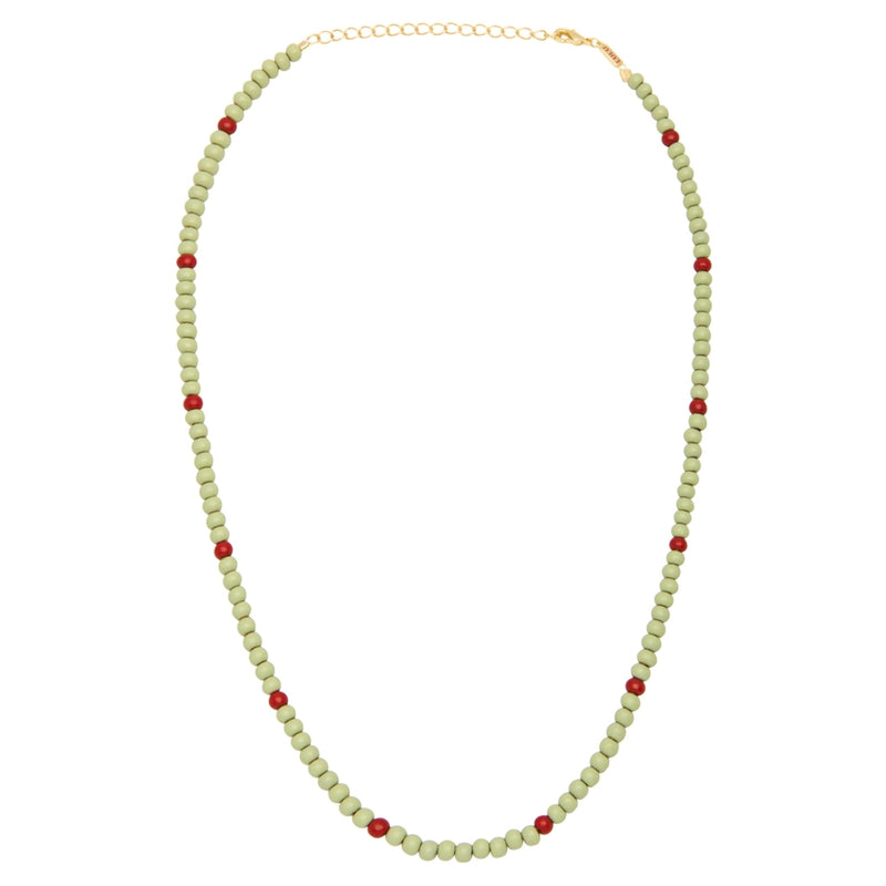 LULU Copenhagen Color Ball Necklace Short Necklaces Silk Light Green/Passion Red