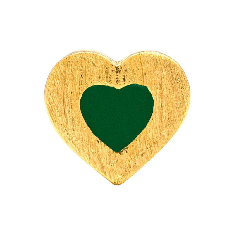 LULU Copenhagen Color Heart 1 pcs gold plated Ear stud, 1 pcs Green