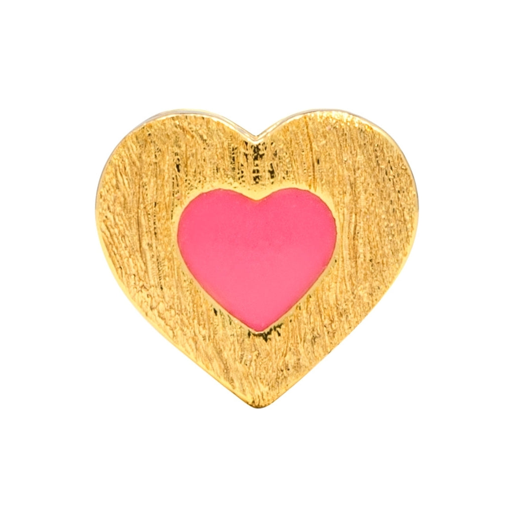 LULU Copenhagen Color Heart earring 1 pcs gold plated Ear stud, 1 pcs Pink