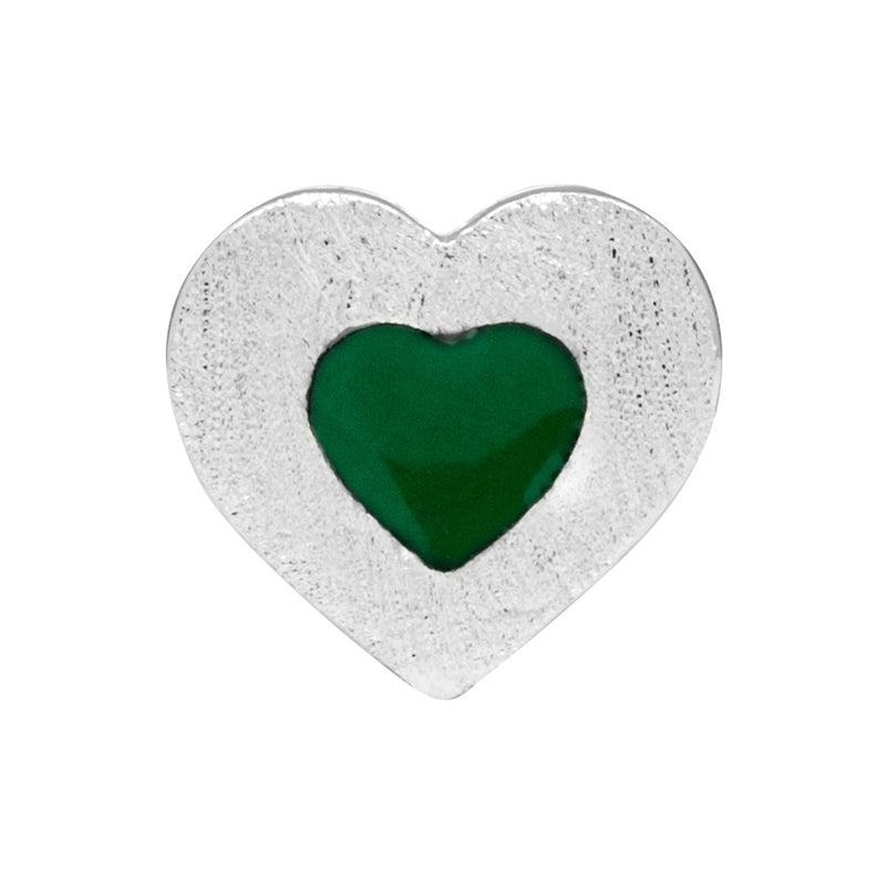 LULU Copenhagen Color Heart 1 pcs silver plated Ear stud, 1 pcs Green
