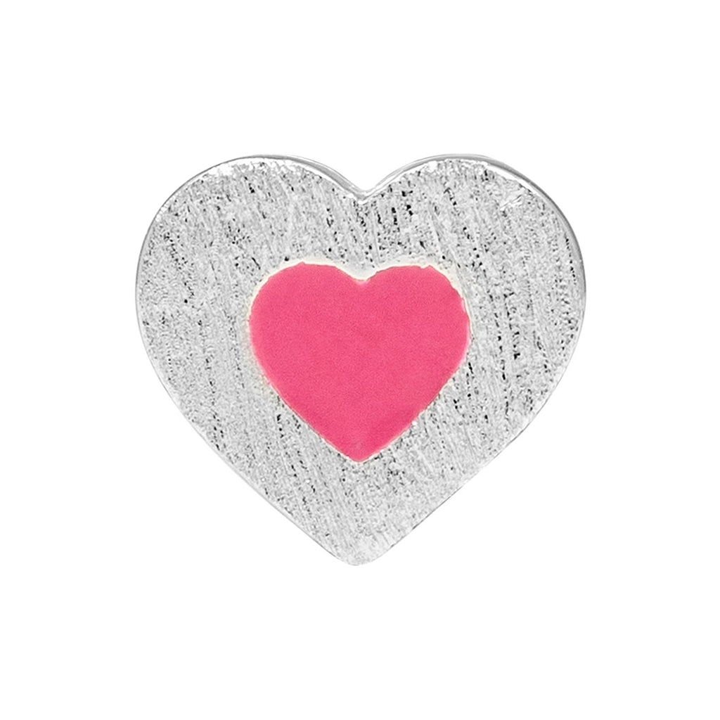 LULU Copenhagen Color Heart earring 1 pcs silver plated Ear stud, 1 pcs Pink