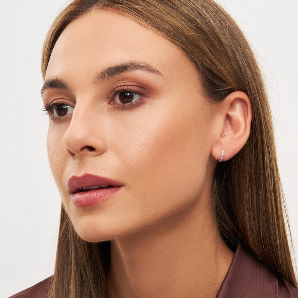 LULU Copenhagen Color Hoop Half Dip 1 pcs silver plated Hoops Purple