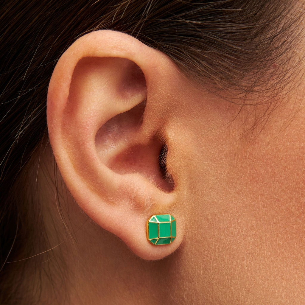 LULU Copenhagen Diamond Large earring 1 pcs gold plated Ear stud, 1 pcs Light Green