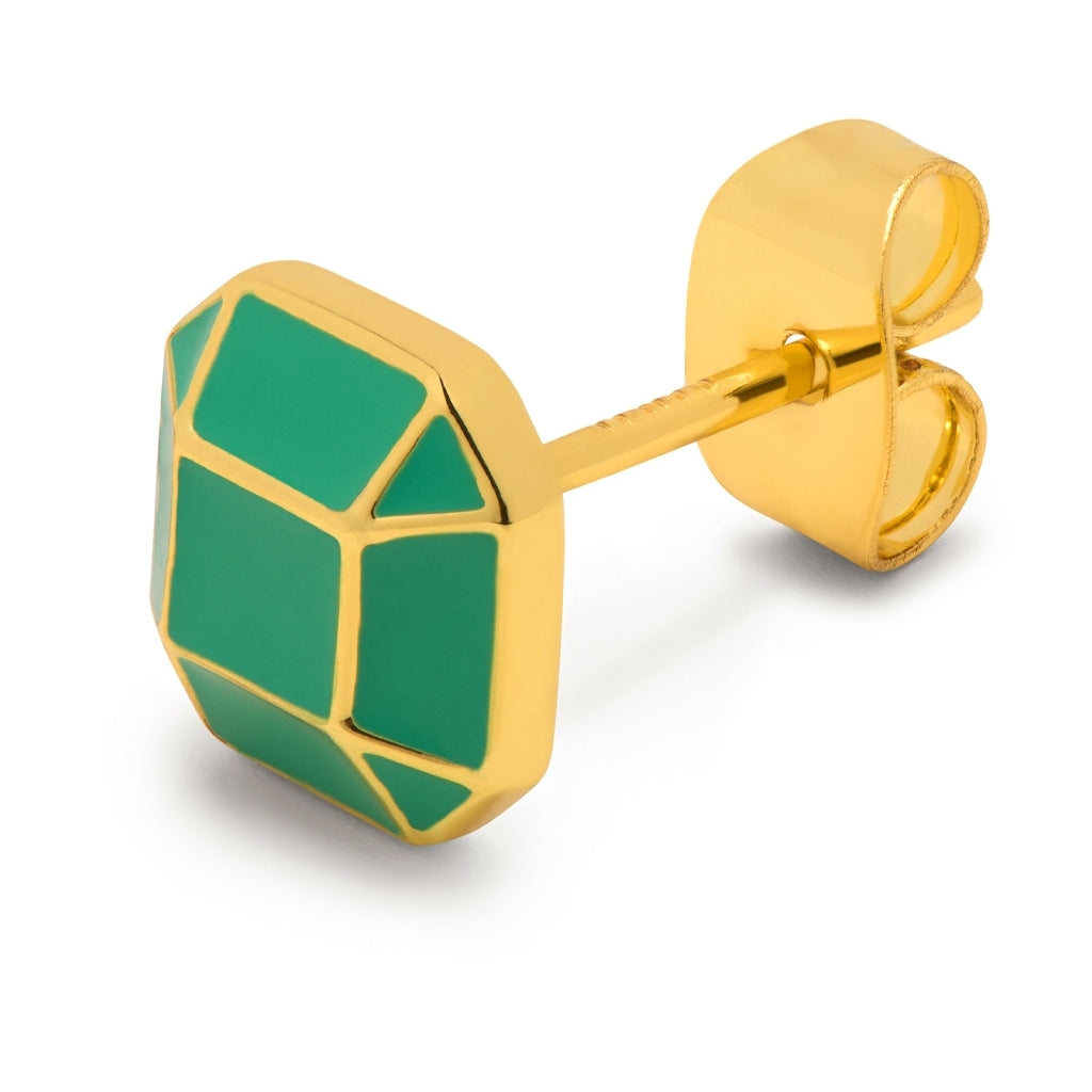 LULU Copenhagen Diamond Large earring 1 pcs gold plated Ear stud, 1 pcs Light Green