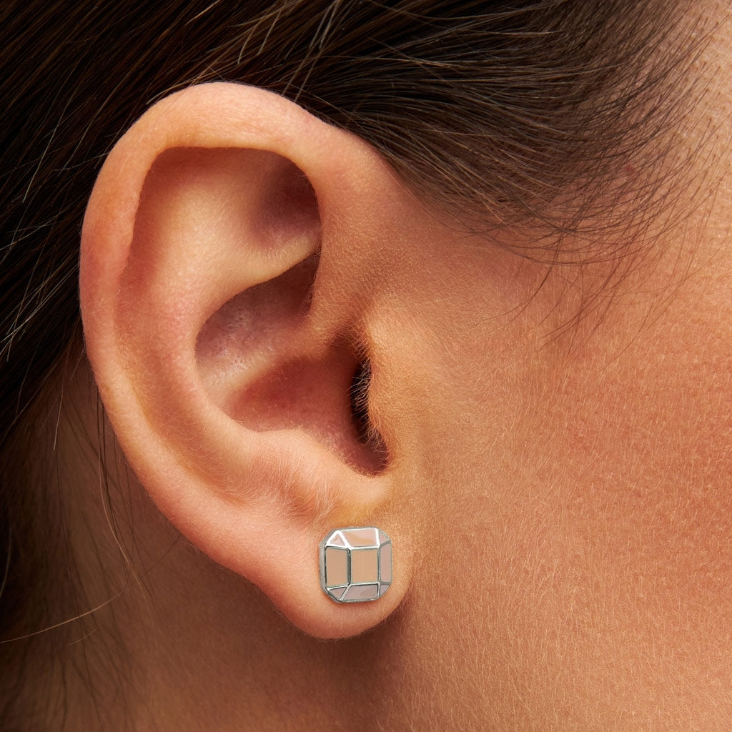 LULU Copenhagen Diamond Large earring 1 pcs silver plated Ear stud, 1 pcs Buttercream