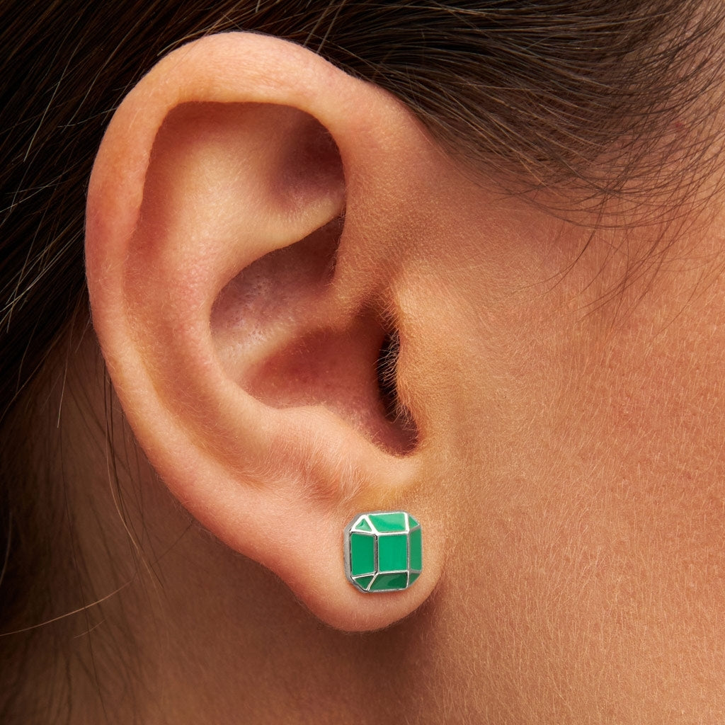 LULU Copenhagen Diamond Large earring 1 pcs silver plated Ear stud, 1 pcs Light Green