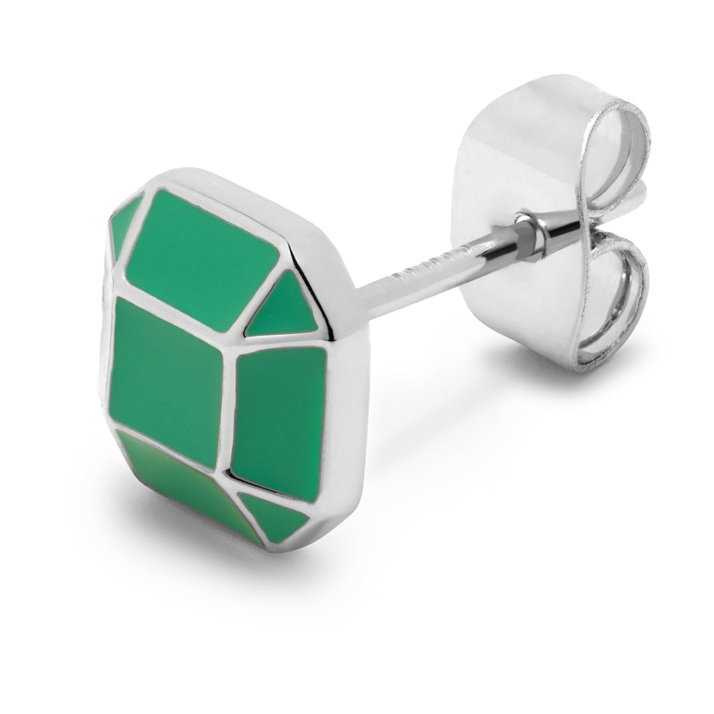 LULU Copenhagen Diamond Large earring 1 pcs silver plated Ear stud, 1 pcs Light Green