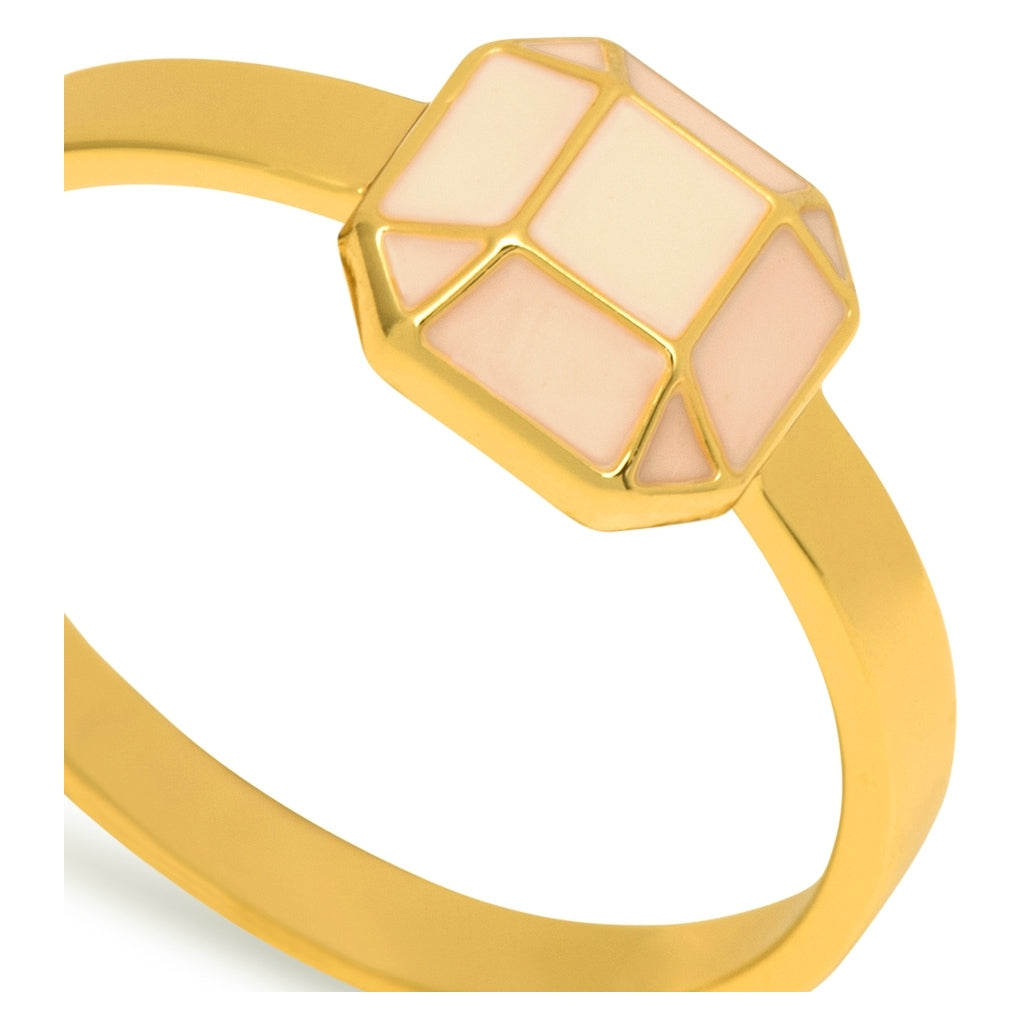 LULU Copenhagen Diamond Ring Large gold plated Rings Buttercream