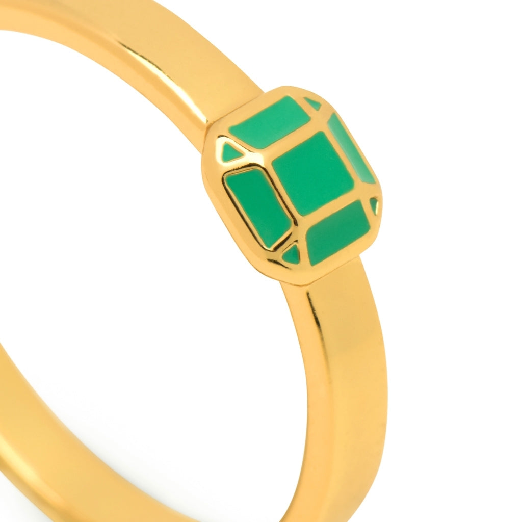 LULU Copenhagen Diamond Ring Small gold plated Rings Light Green