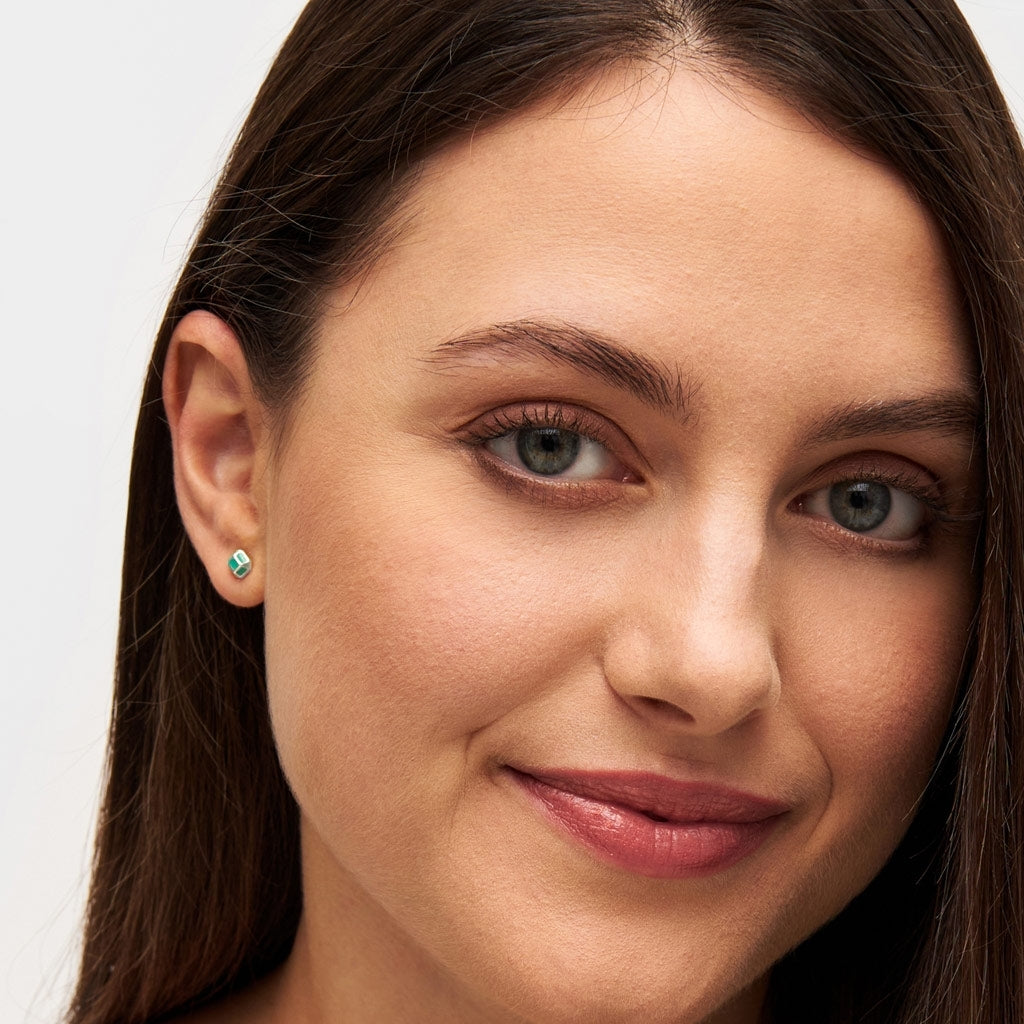 LULU Copenhagen Diamond Small earring 1 pcs silver plated Ear stud, 1 pcs Light Green