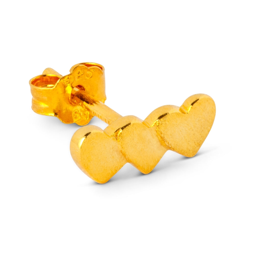 LULU Copenhagen Domino Hearts 3 earring 1 pcs Ear stud, 1 pcs Gold plated