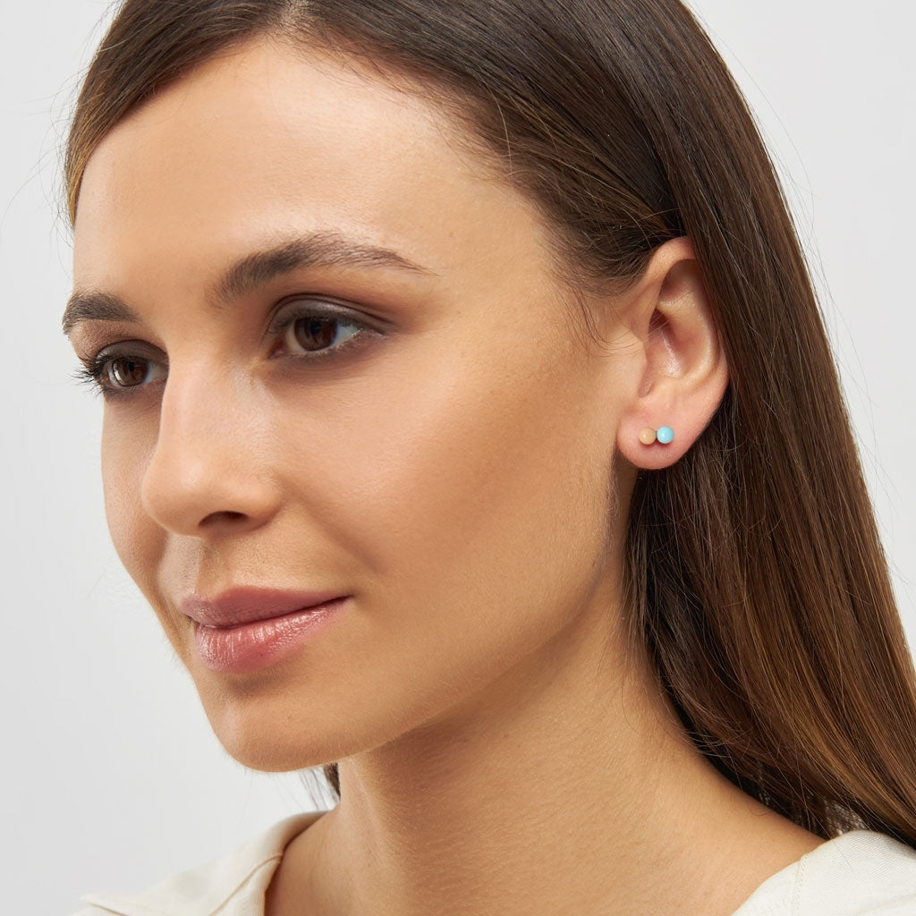 LULU Copenhagen Double Color Ball earring 1 pcs Ear stud, 1 pcs Mint/Dessert Mist