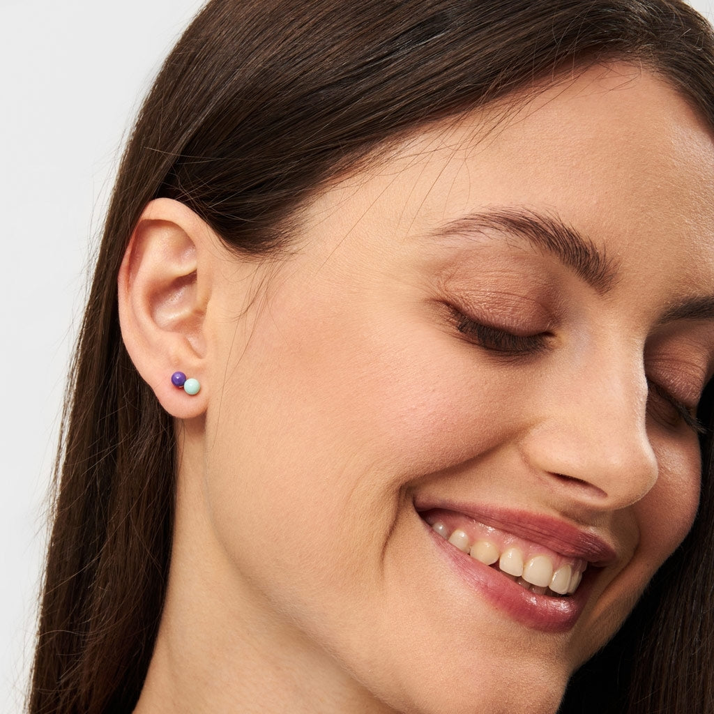 LULU Copenhagen Double Color Ball earring 1 pcs Ear stud, 1 pcs Deep Purple - Mint