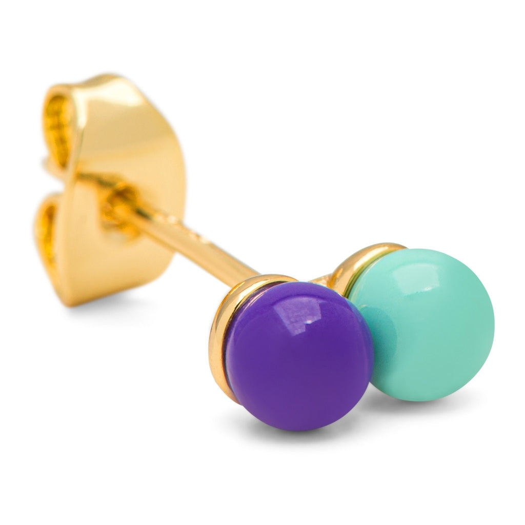 LULU Copenhagen Double Color Ball earring 1 pcs Ear stud, 1 pcs Deep Purple - Mint