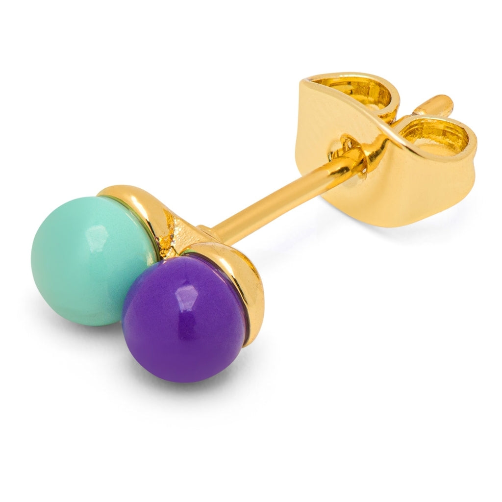 LULU Copenhagen Double Color Ball earring 1 pcs Ear stud, 1 pcs Deep Purple - Mint